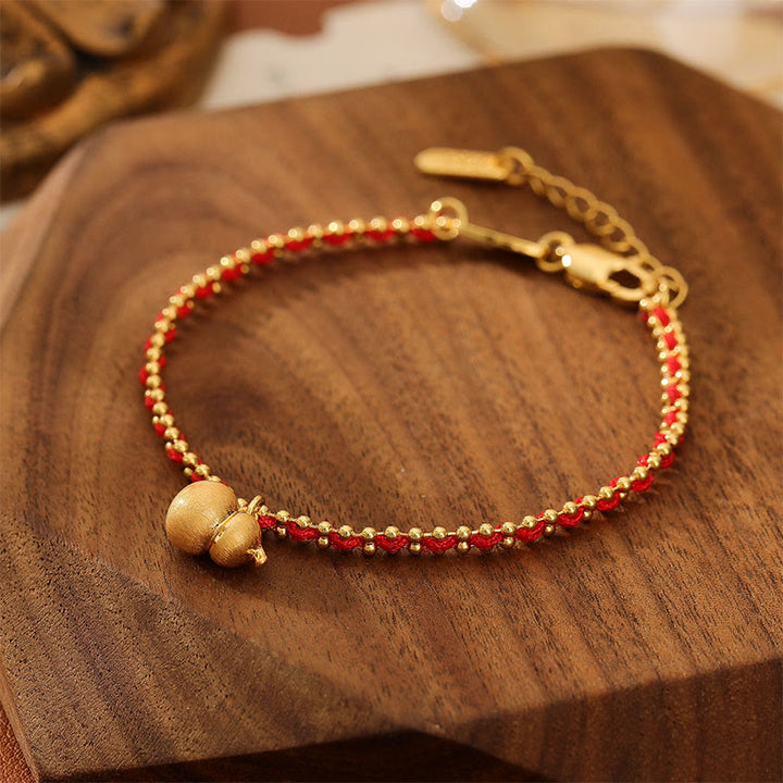 Bracciale Buddha Stones in corda rossa, rame e ottone, zucca, forza e ricchezza - image 2