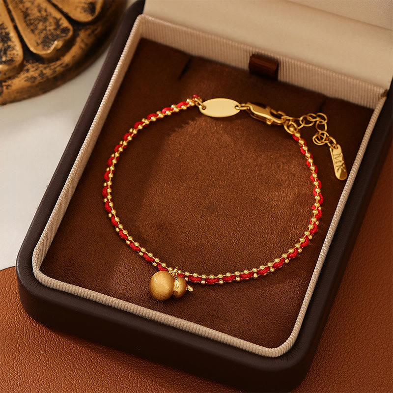 Bracciale Buddha Stones in corda rossa, rame e ottone, zucca, forza e ricchezza - image 3