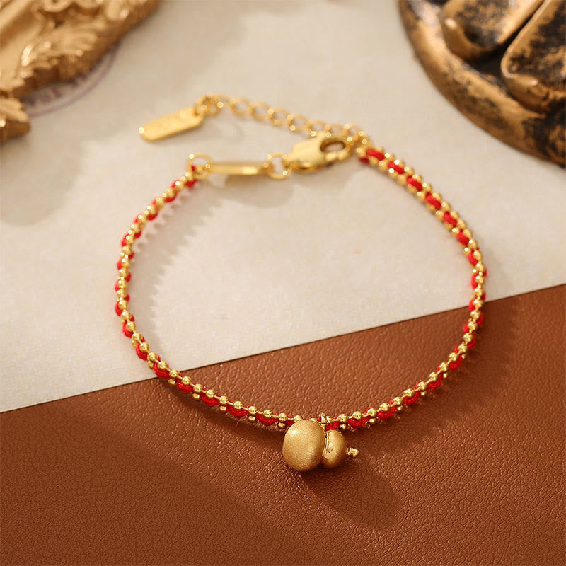 Bracciale Buddha Stones in corda rossa, rame e ottone, zucca, forza e ricchezza - image 4