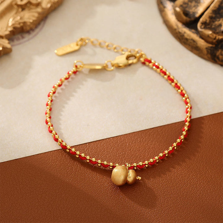 Bracciale Buddha Stones in corda rossa, rame e ottone, zucca, forza e ricchezza - image 4