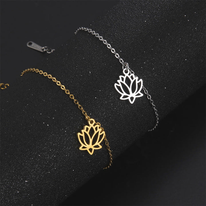 Bracciale dell'illuminazione in acciaio e titanio con motivo a loto Buddha Stones - image 9