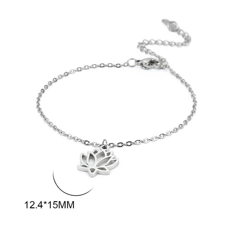 Bracciale dell'illuminazione in acciaio e titanio con motivo a loto Buddha Stones - image 2