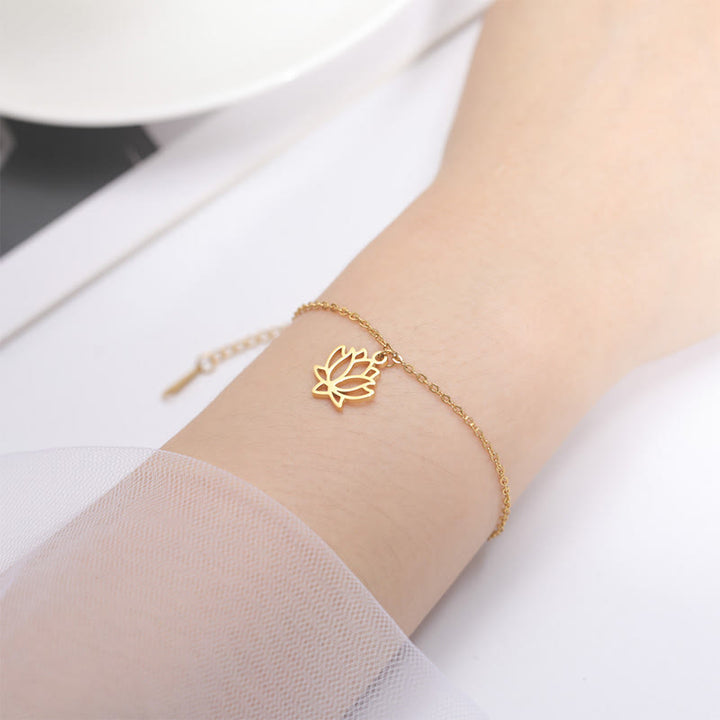 Bracciale dell'illuminazione in acciaio e titanio con motivo a loto Buddha Stones - image 8
