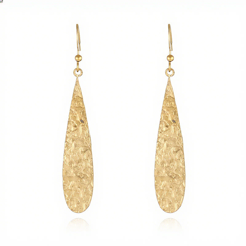 Orecchini eleganti con martelli in acciaio al titanio Buddha Stones - Forma a goccia dorata (montanti in acciaio al titanio) - image 0