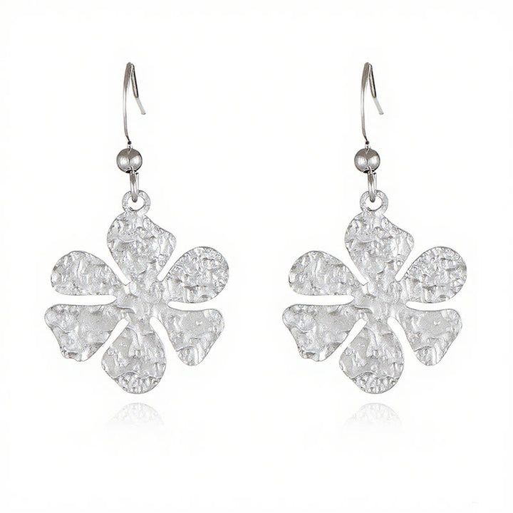 Orecchini eleganti con martelli in acciaio al titanio Buddha Stones - Forma di fiore argentato (montanti in acciaio al titanio) - image 4