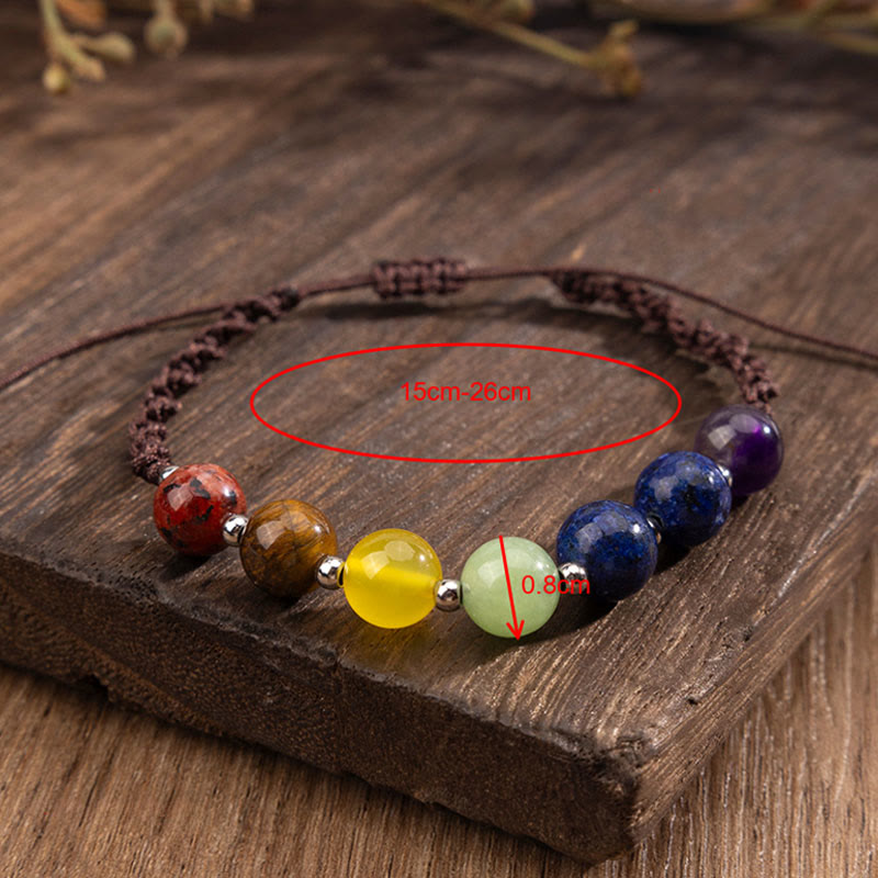 Braccialetto di corda del coraggio con Buddha Stones, cristalli naturali vari, occhio di tigre, ametista - image 8