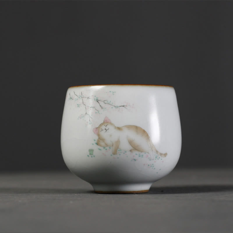 Buddha Stones Tazza da tè Kung Fu con rami di gatto carini e scatola regalo - image 4