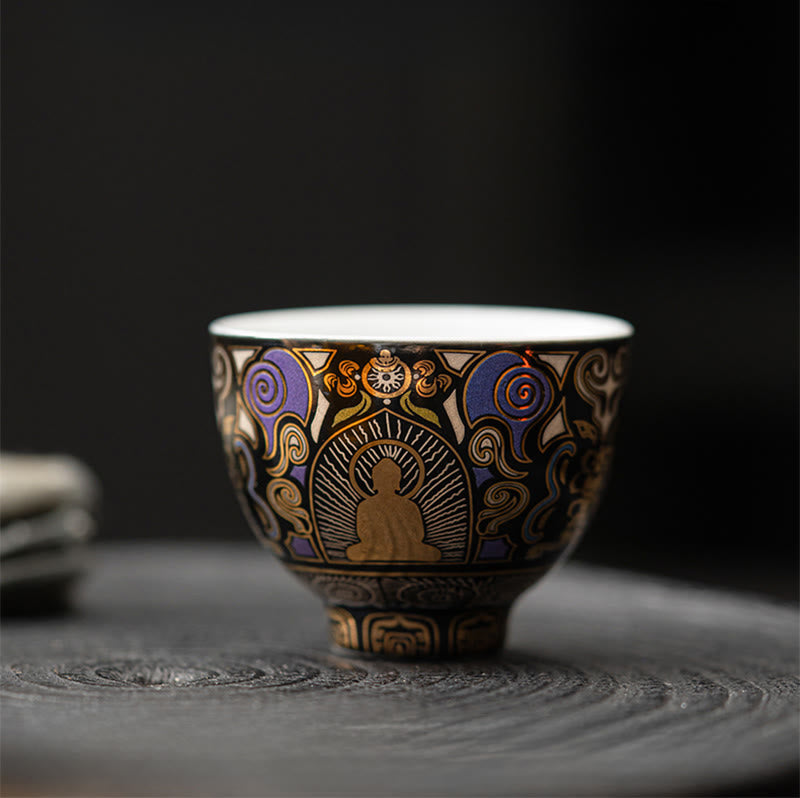 Buddha Stones Thangka nero Buddha Nuvole di buon auspicio Tazza da tè Tazza da tè Kung Fu - image 3