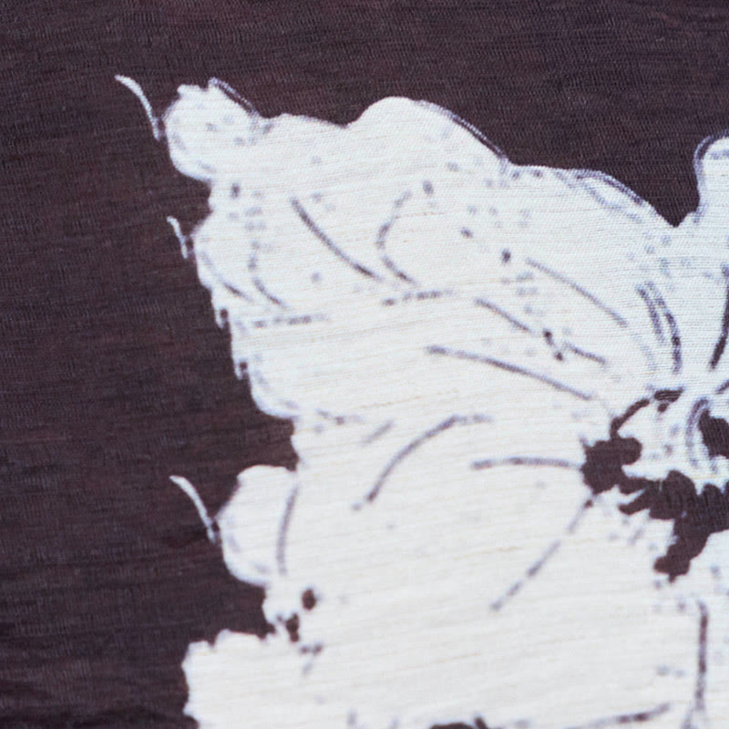 Camicia da donna a maniche lunghe con bottoni, motivo floreale nero con Buddha Stones, per anziani - image 8