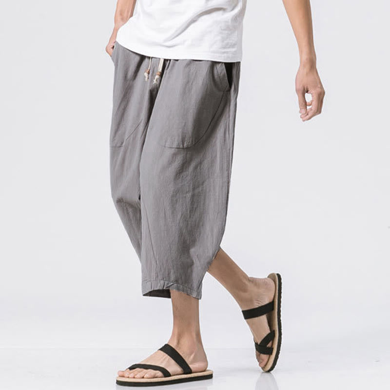 Pantaloni da uomo con coulisse, lunghezza 7-8, casual, semplici e semplici, con tasche, modello Buddha Stones - image 3