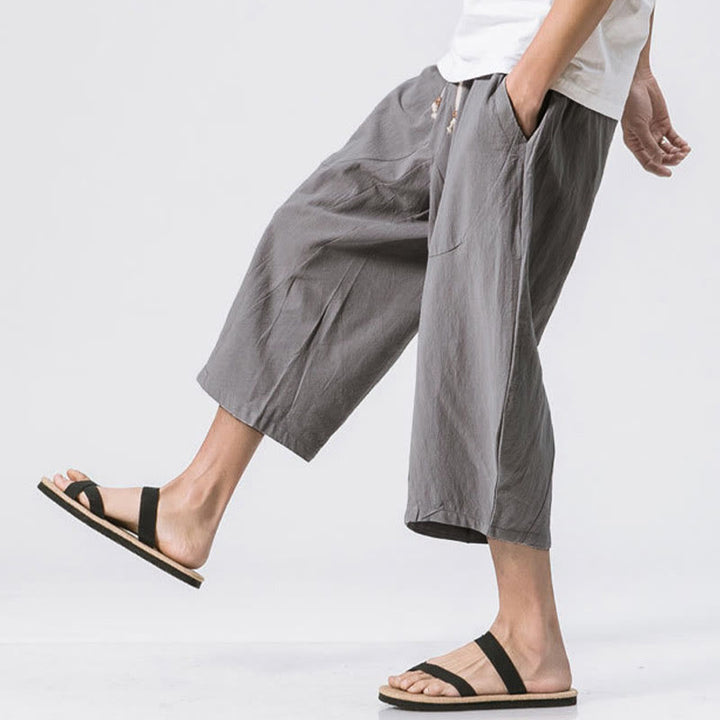 Pantaloni da uomo con coulisse, lunghezza 7-8, casual, semplici e semplici, con tasche, modello Buddha Stones - image 2