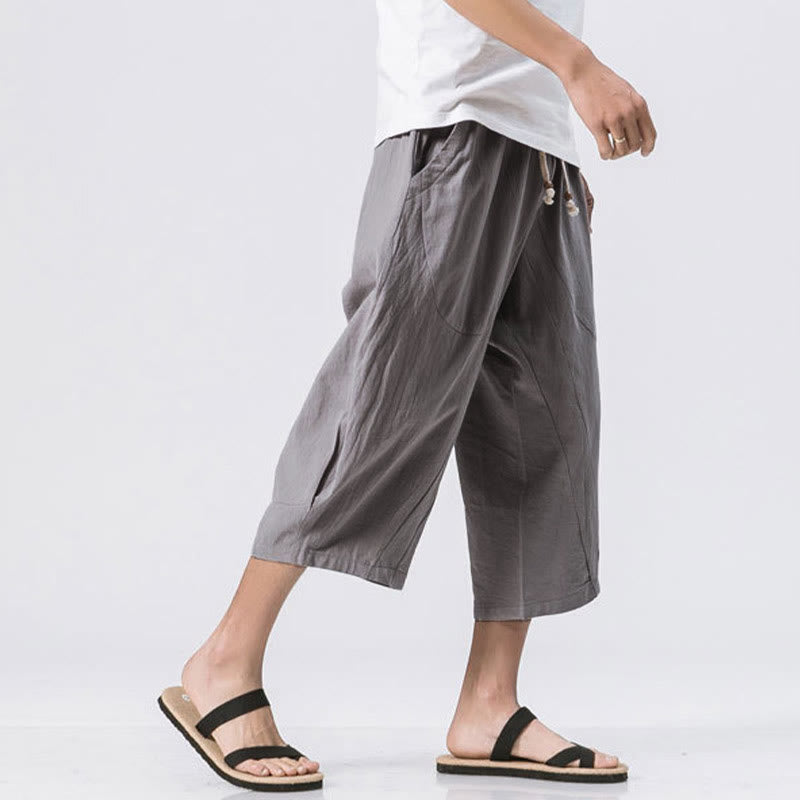 Pantaloni da uomo con coulisse, lunghezza 7-8, casual, semplici e semplici, con tasche, modello Buddha Stones - image 1