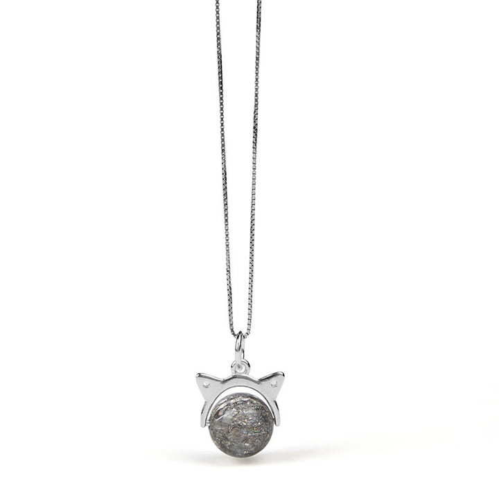Collana con ciondolo a forma di gatto in argento sterling 925 con Buddha Stones e argento naturale Super Seven Crystal - image 6