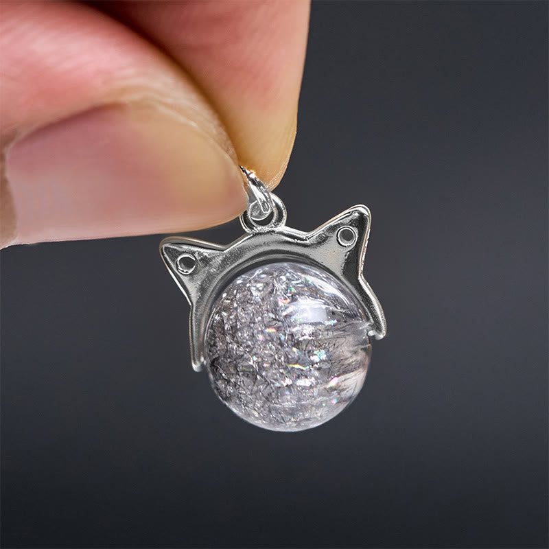 Collana con ciondolo a forma di gatto in argento sterling 925 con Buddha Stones e argento naturale Super Seven Crystal - image 5