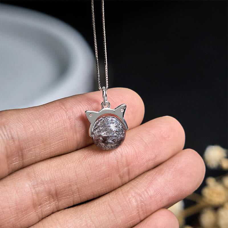Collana con ciondolo a forma di gatto in argento sterling 925 con Buddha Stones e argento naturale Super Seven Crystal - image 4