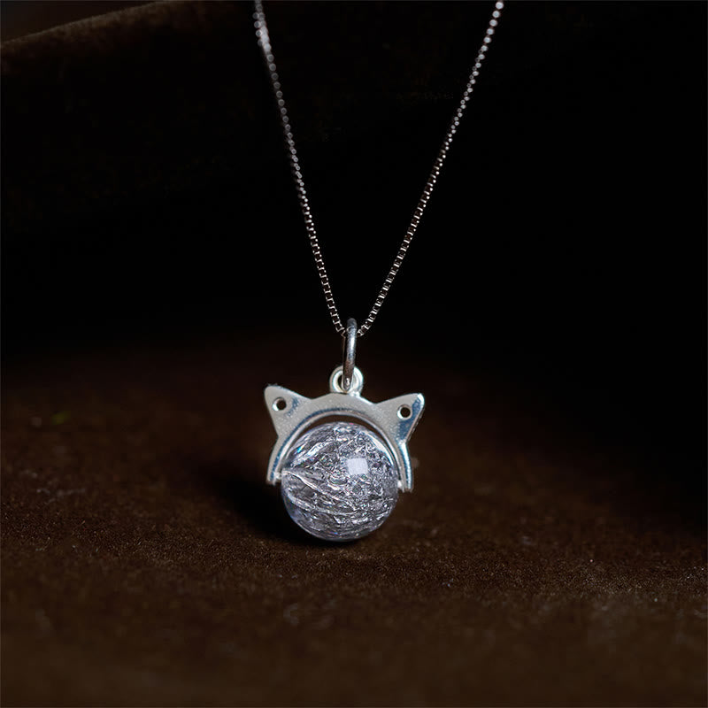 Collana con ciondolo a forma di gatto in argento sterling 925 con Buddha Stones e argento naturale Super Seven Crystal - Catena da 10 mm + 0,8 mm - image 0