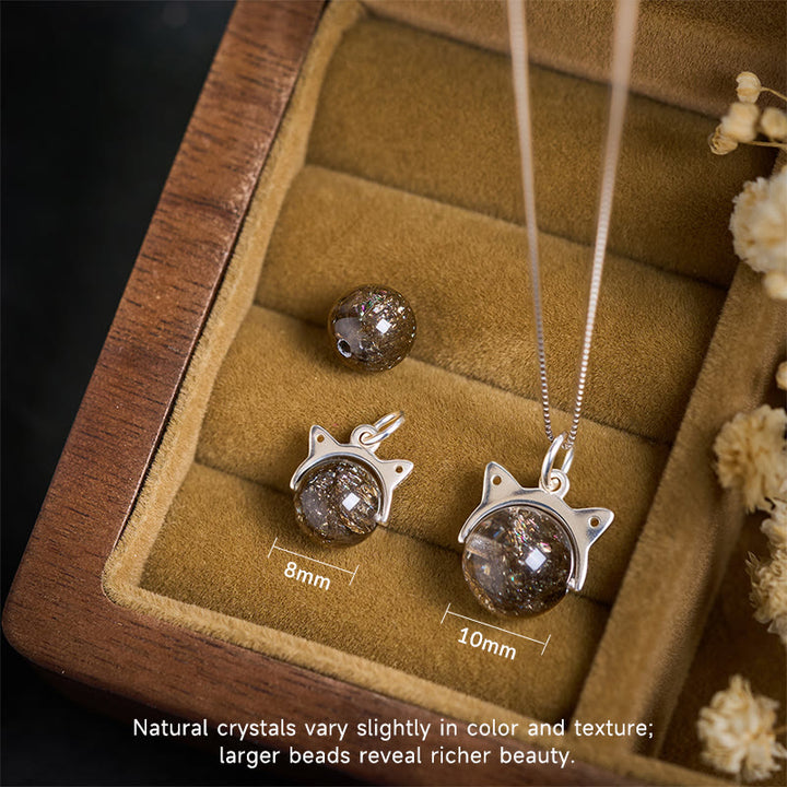 Collana con ciondolo a forma di gatto in argento sterling 925 con cristalli neri naturali Super Seven Buddha Stones - image 4