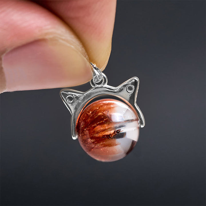 Collana con ciondolo a forma di gatto in argento sterling 925 con cristalli rossi naturali Super Seven Buddha Stones - image 5