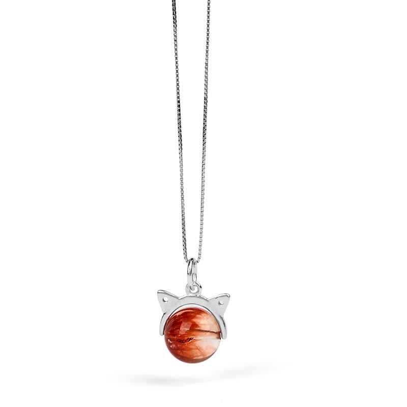 Collana con ciondolo a forma di gatto con cristalli Super Seven Fireworks in argento sterling 925 e oro naturale Buddha Stones - image 6