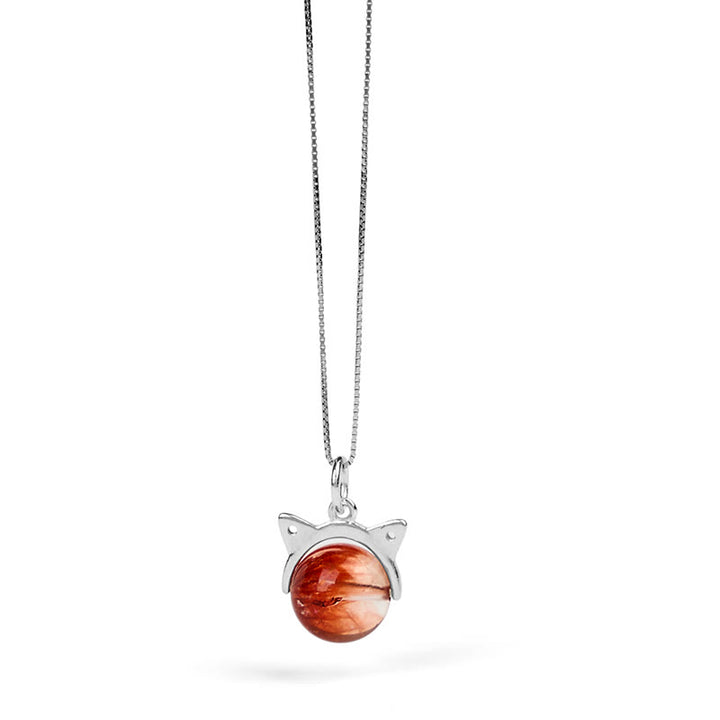 Collana con ciondolo a forma di gatto con cristalli Super Seven Fireworks in argento sterling 925 e oro naturale Buddha Stones - image 6
