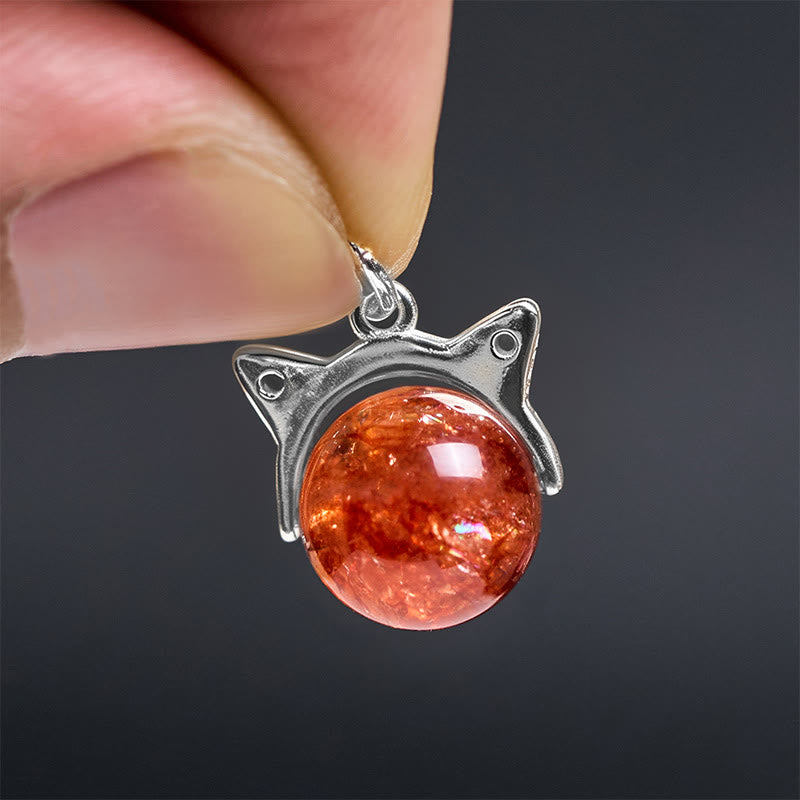 Collana con ciondolo a forma di gatto con cristalli Super Seven Fireworks in argento sterling 925 e oro naturale Buddha Stones - image 5
