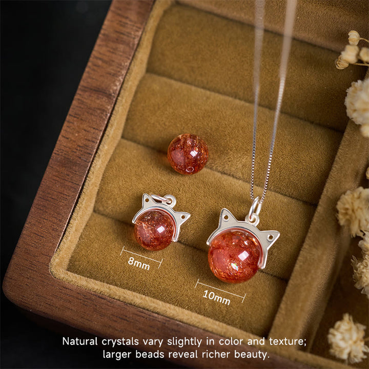 Collana con ciondolo a forma di gatto con cristalli Super Seven Fireworks in argento sterling 925 e oro naturale Buddha Stones - image 4