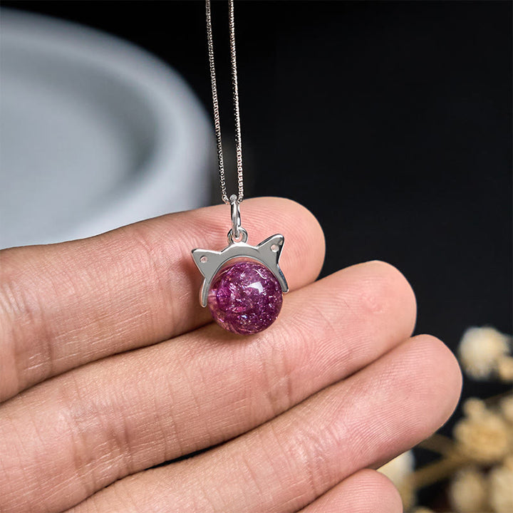 Collana con ciondolo a forma di gatto con cristalli Super Seven Fireworks in argento sterling 925 , Buddha Stones, colore viola chiaro naturale - image 4