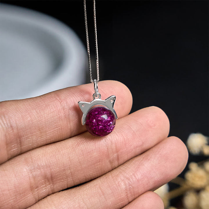 Collana con ciondolo a forma di gatto con cristalli Super Seven, in argento sterling 925, con fuochi d'artificio viola scuro naturale Buddha Stones - image 4