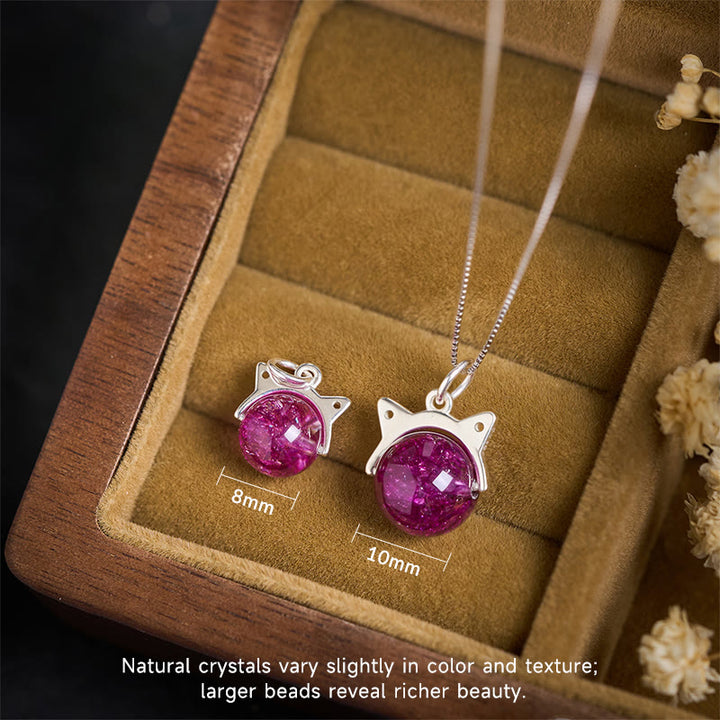 Collana con ciondolo a forma di gatto con cristalli Super Seven, in argento sterling 925, con fuochi d'artificio viola scuro naturale Buddha Stones - image 3