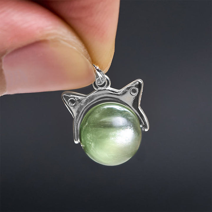 Collana con ciondolo di protezione per gatti in argento sterling 925 con lepidolite verde naturale Buddha Stones - image 5