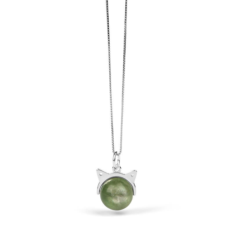 Collana con ciondolo di protezione per gatti in argento sterling 925 con lepidolite verde naturale Buddha Stones - image 6