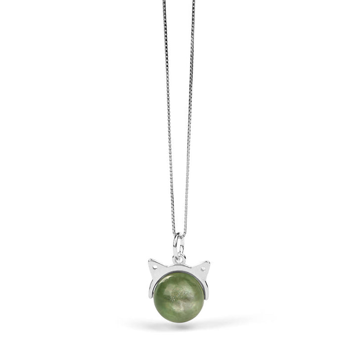 Collana con ciondolo di protezione per gatti in argento sterling 925 con lepidolite verde naturale Buddha Stones - image 6