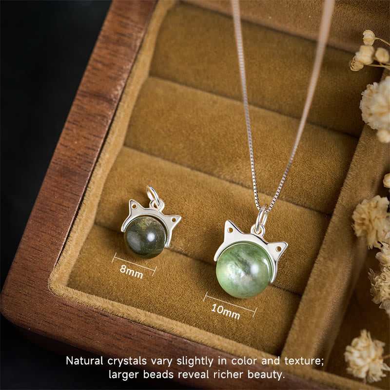 Collana con ciondolo di protezione per gatti in argento sterling 925 con lepidolite verde naturale Buddha Stones - image 3