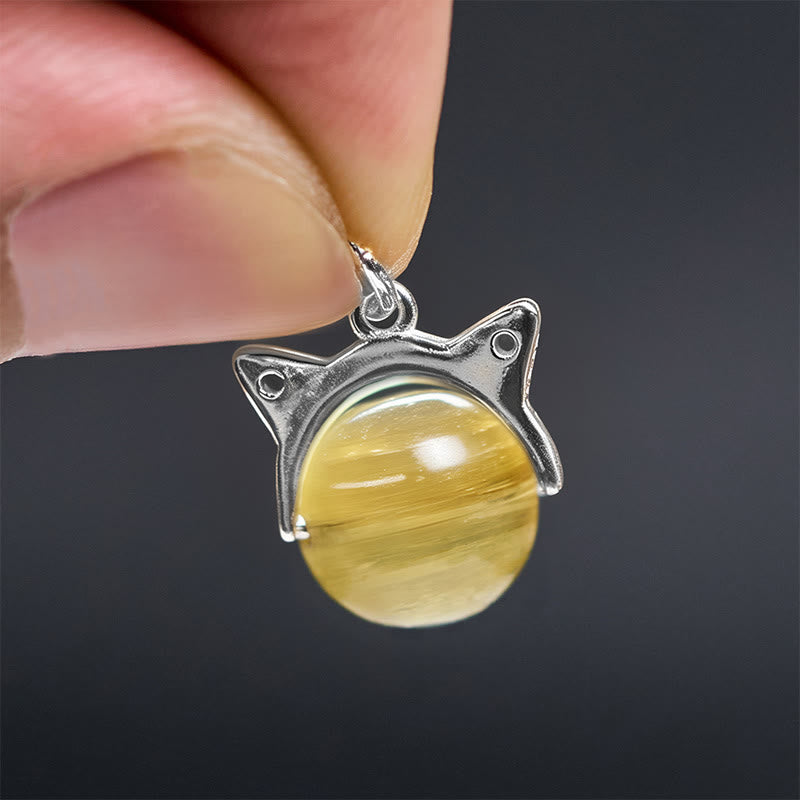 Collana con ciondolo a forma di gatto con lepidolite dorata naturale in argento sterling 925, motivo: Buddha Stones - image 5