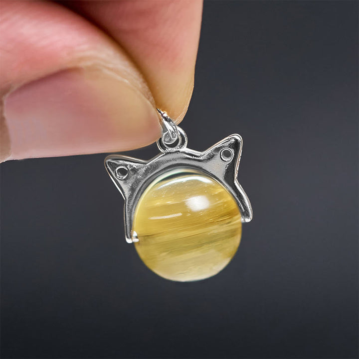 Collana con ciondolo a forma di gatto con lepidolite dorata naturale in argento sterling 925, motivo: Buddha Stones - image 5
