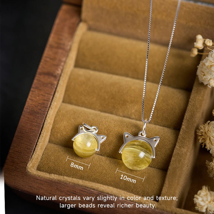 Collana con ciondolo a forma di gatto con lepidolite dorata naturale in argento sterling 925, motivo: Buddha Stones - image 3