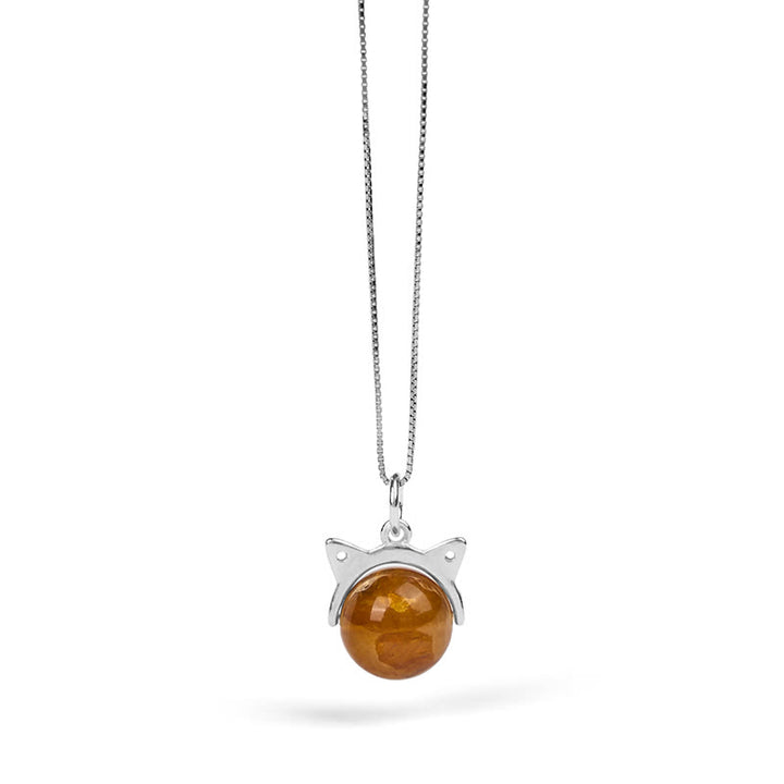 Collana con ciondolo a forma di gatto con inclusione naturale in argento sterling 925, quarzo giallo a forma di fiore di Buddha, pietre Buddha Stones - image 6
