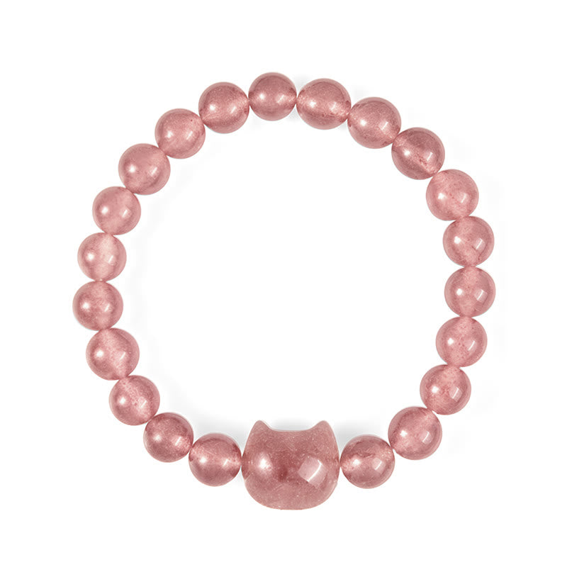 Braccialetto positivo curativo per gatti in quarzo fragola naturale Buddha Stones - image 4