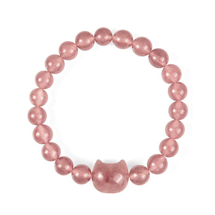 Braccialetto positivo curativo per gatti in quarzo fragola naturale Buddha Stones - image 4