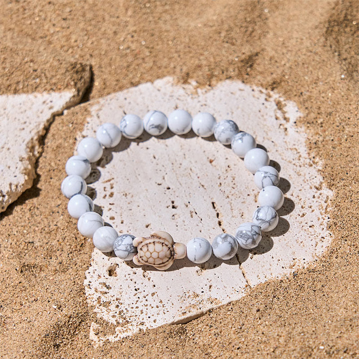 Bracciale della saggezza in pietra naturale con tartaruga marina, turchese e agata screpolata Buddha Stones - image 9