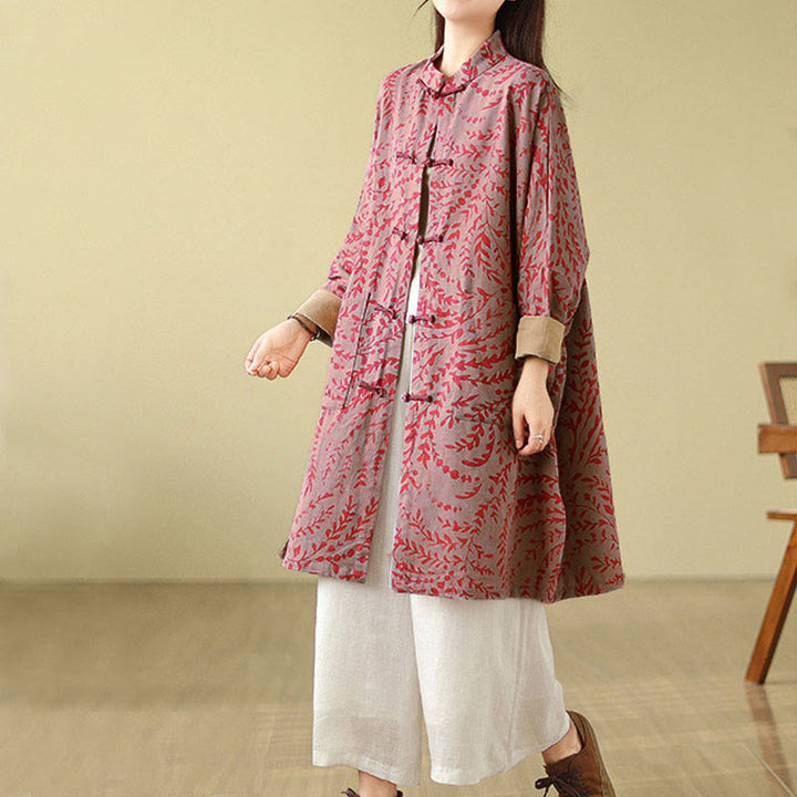Cappotto da donna con foglie di vite e bottoni a rana, con tasche, in Buddha Stones - image 8