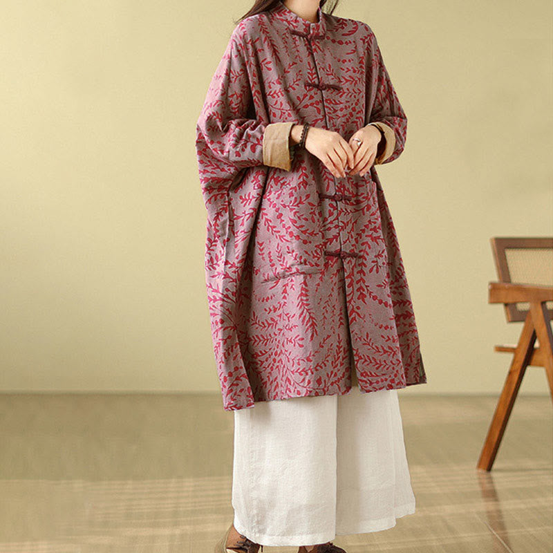 Cappotto da donna con foglie di vite e bottoni a rana, con tasche, in Buddha Stones - image 9