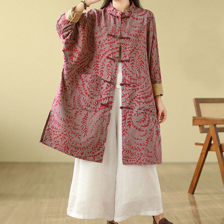Cappotto da donna con foglie di vite e bottoni a rana, con tasche, in Buddha Stones - image 12