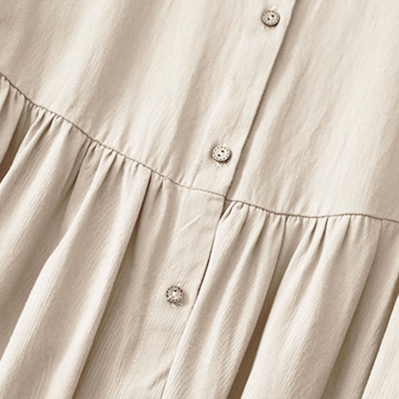 Abito midi in cotone con revers e bottoni in tinta unita, a maniche lunghe, stile Buddha Stones Commute - image 2