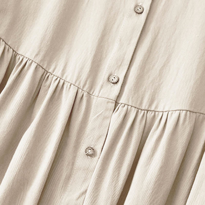 Abito midi in cotone con revers e bottoni in tinta unita, a maniche lunghe, stile Buddha Stones Commute - image 2