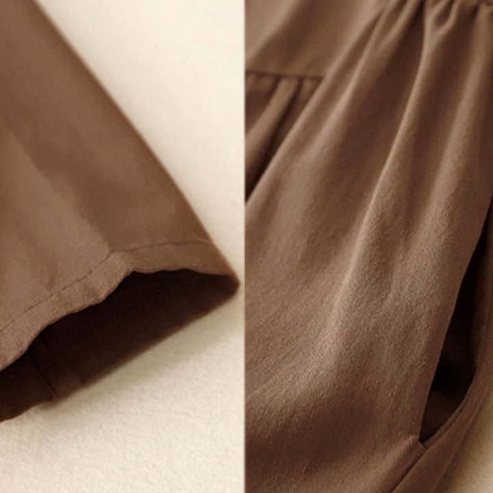 Abito midi in cotone con revers e bottoni in tinta unita, a maniche lunghe, stile Buddha Stones Commute - image 13