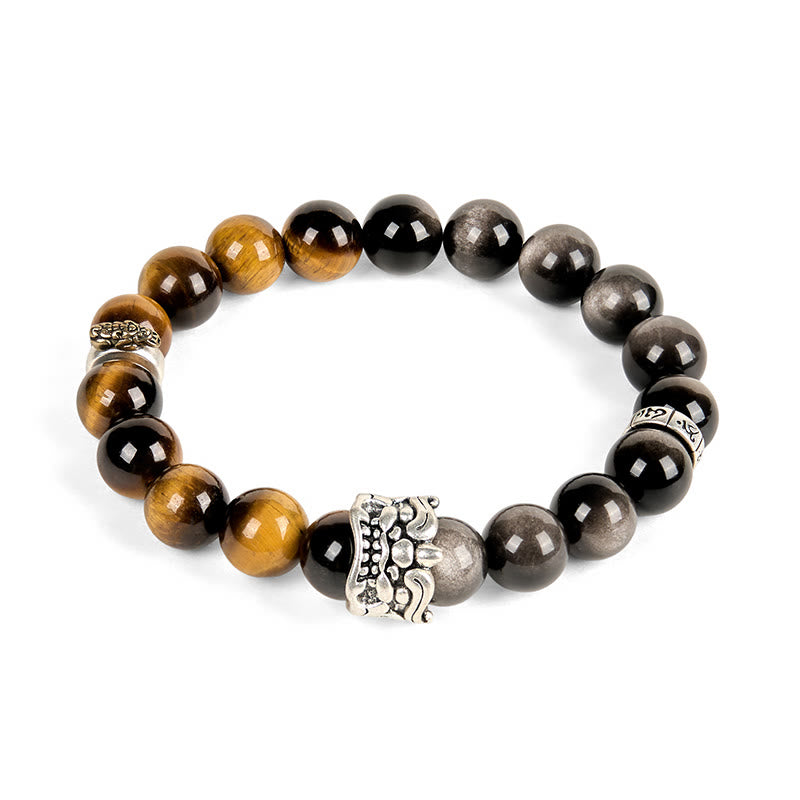 Buddha Stones Tiger Eye Silver Sheen Om Mani Padme Hum Horse PiXiu Beast Courage - image 6