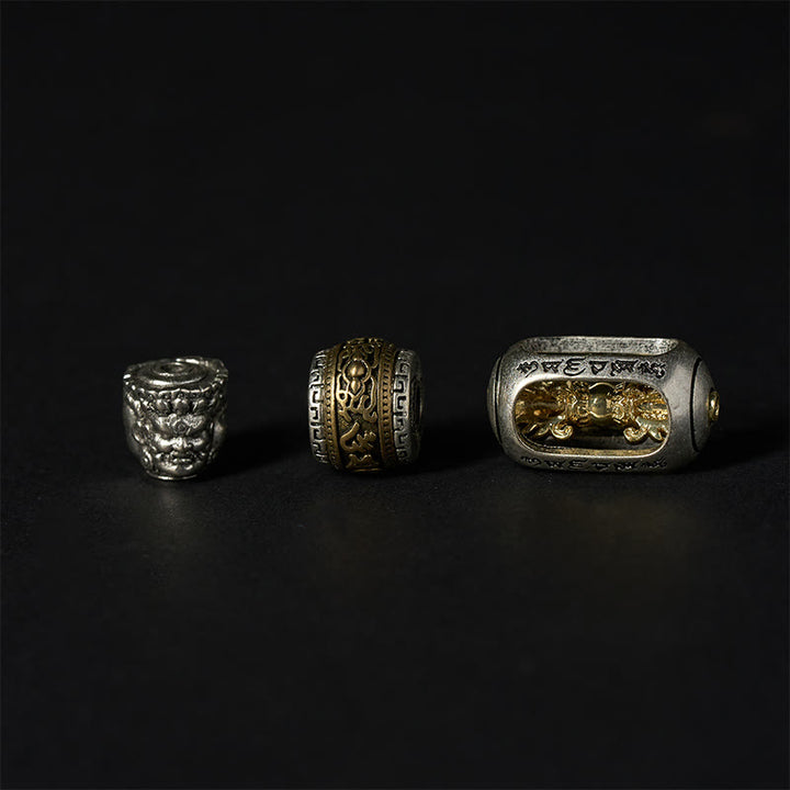 Bracciale Buddha Stones in argento lucido, ossidiana, occhio di tigre, Om Mani Padme Hum, Buddha a tre facce, positivo - image 10