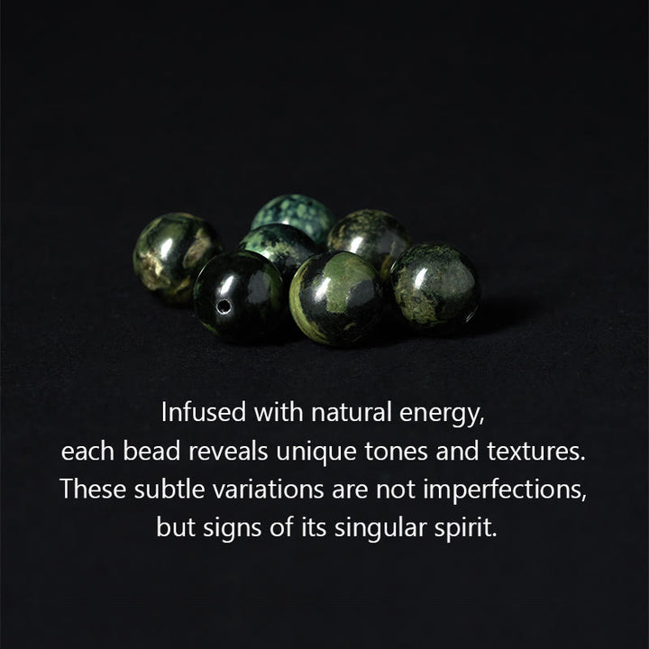 Bracciale di guarigione Buddha senza forma Buddha Stones Buddha, diaspro grigio naturale, diaspro Kambamba, Om Mani Padme Hum - image 5