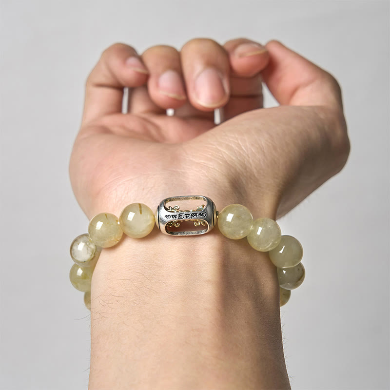 Bracciale della prosperità Om Mani Padme Hum Buddha Stones e citrino naturale - image 3